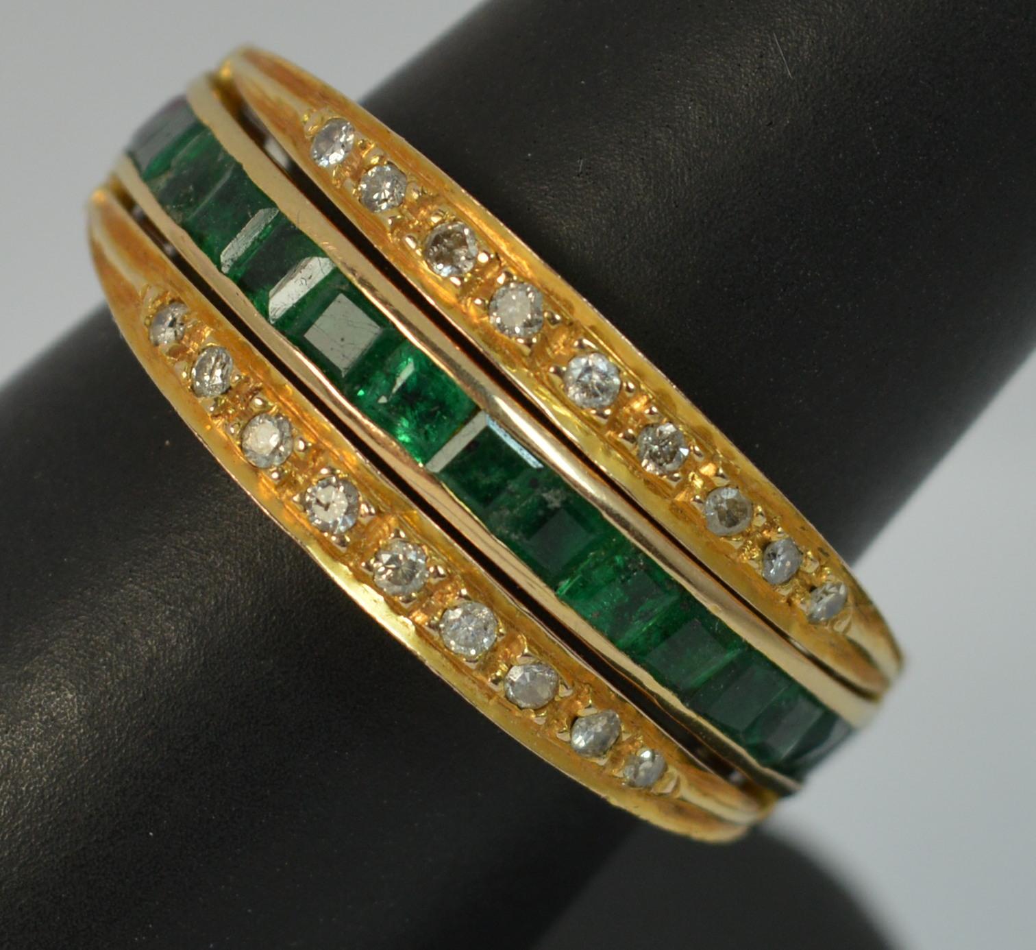 18 Carat Gold Ruby Emerald and Diamond Full Eternity Day Night Ring 8