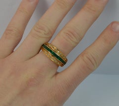 18 Carat Gold Ruby Emerald and Diamond Full Eternity Day Night Ring
