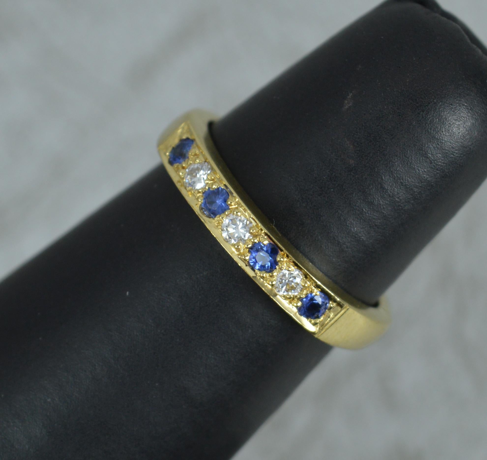 18 Carat Gold Sapphire and Diamond Half Eternity Stack Ring 7