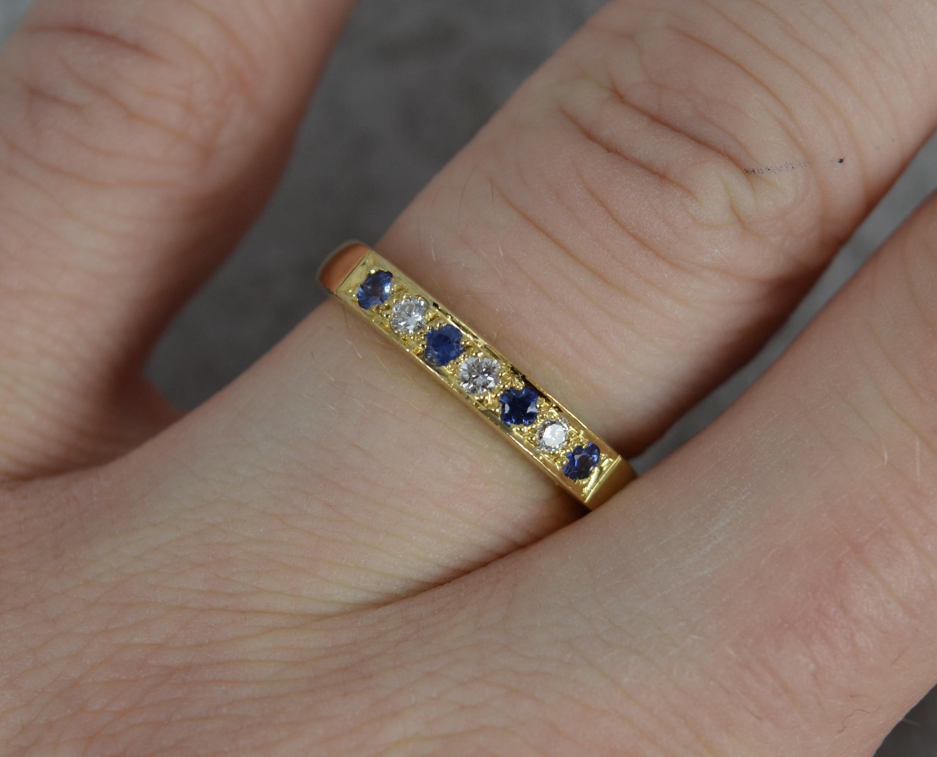 Contemporary 18 Carat Gold Sapphire and Diamond Half Eternity Stack Ring