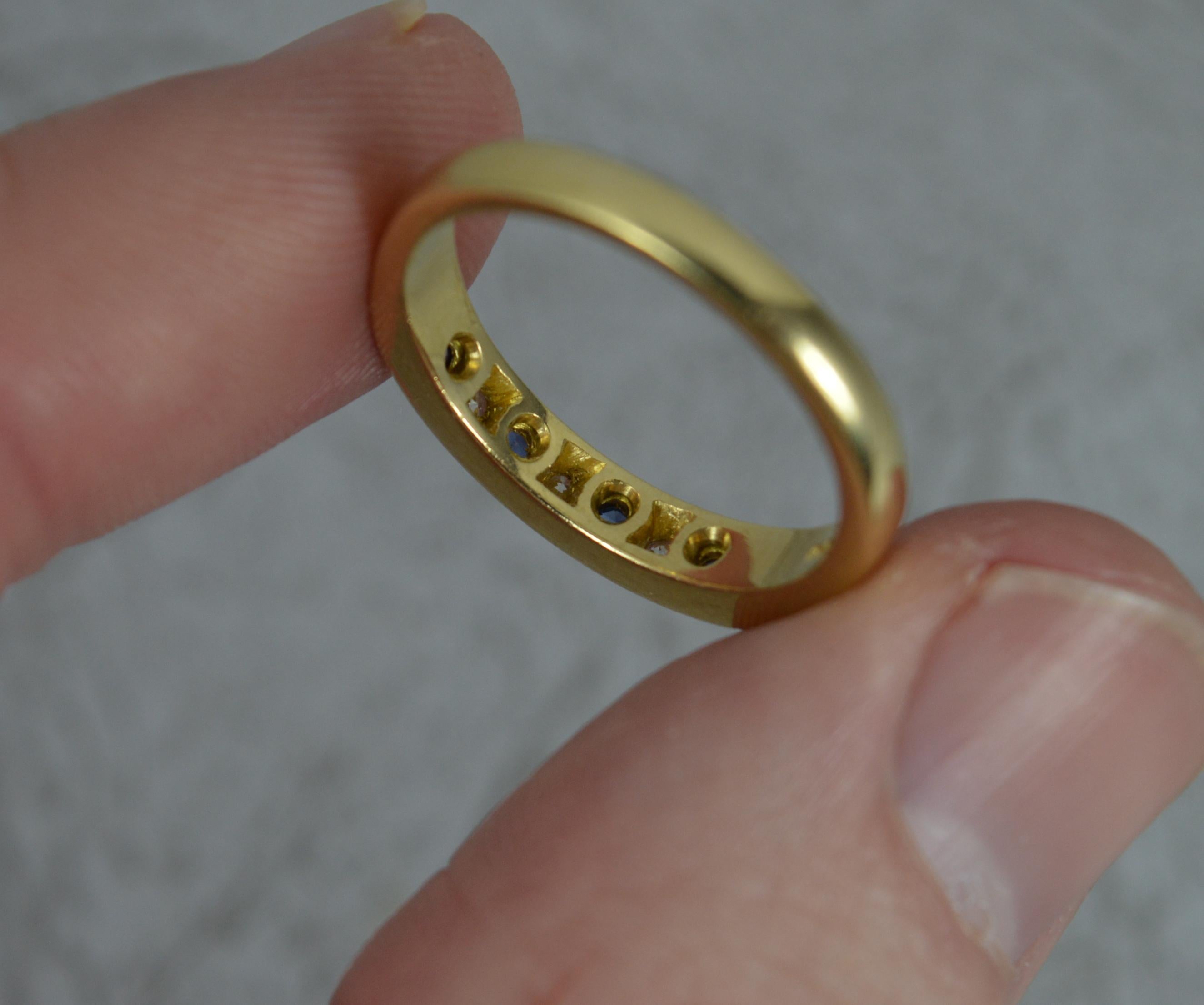 Women's 18 Carat Gold Sapphire and Diamond Half Eternity Stack Ring