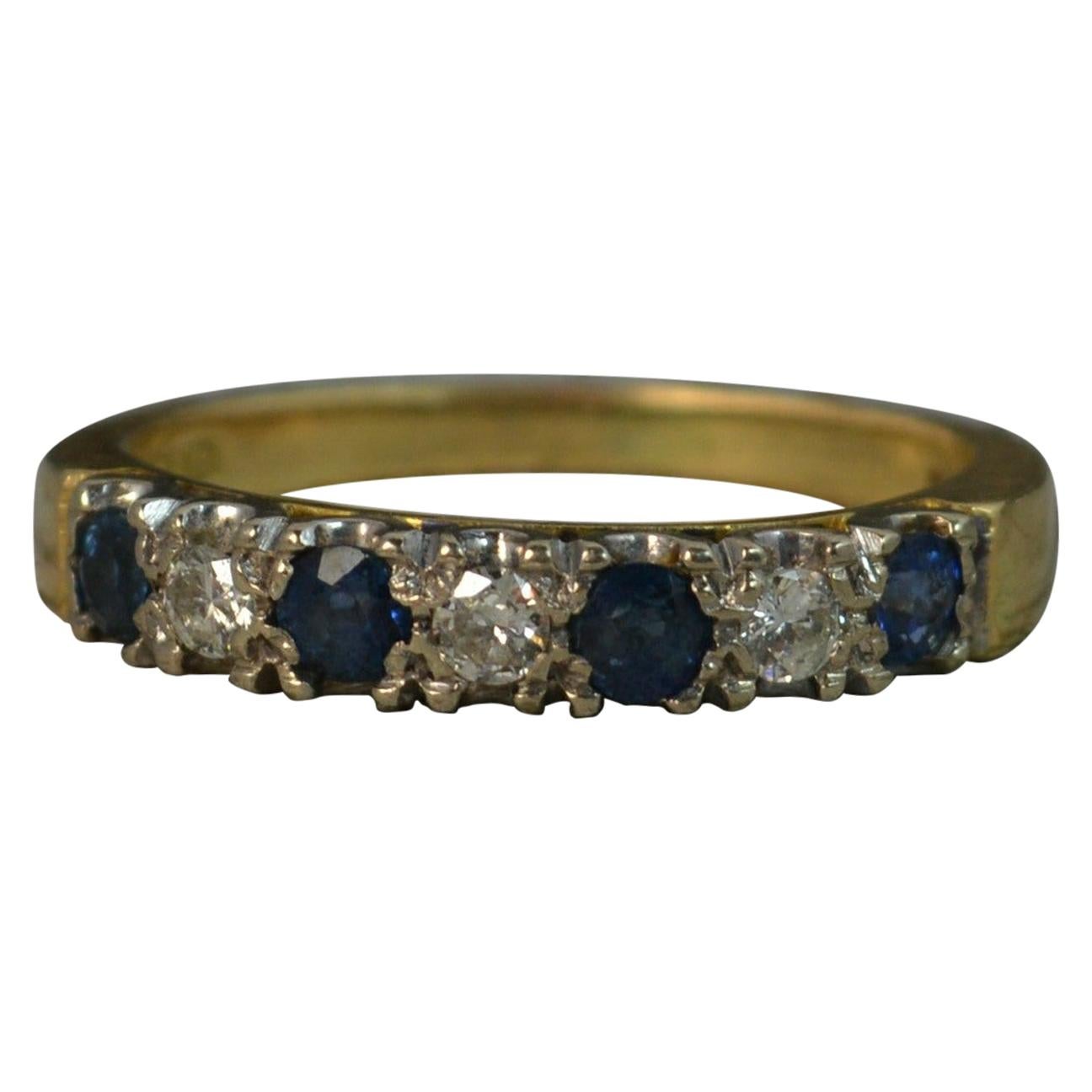 18 Carat Gold Sapphire and Diamond Stack Half Eternity Ring