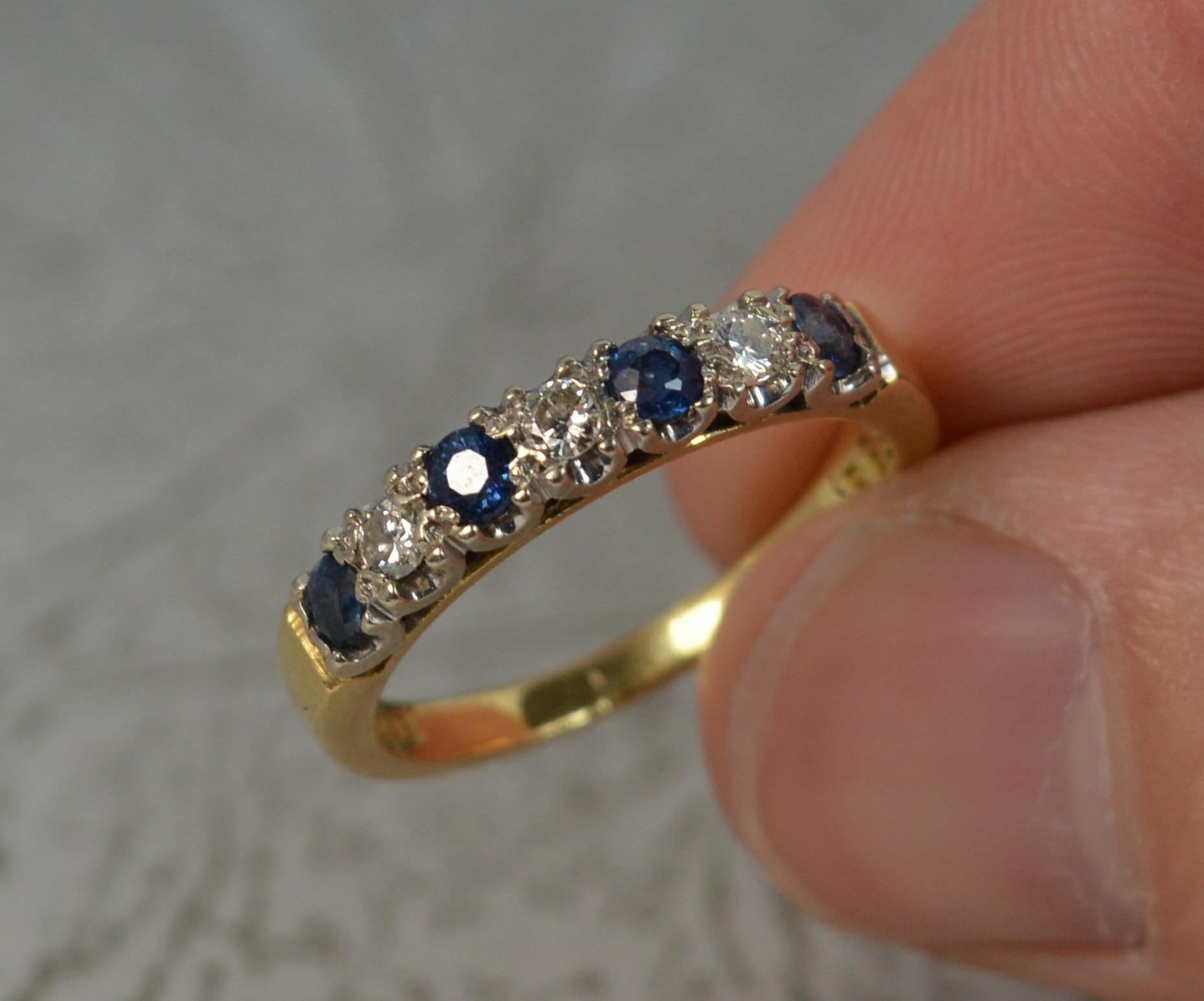 18 Carat Gold Sapphire and Diamond Stack Half Eternity Ring 6