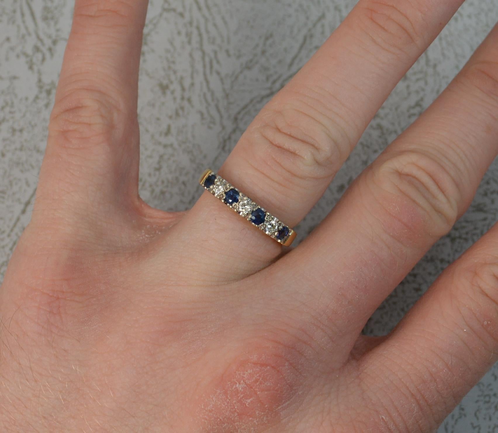 Contemporary 18 Carat Gold Sapphire and Diamond Stack Half Eternity Ring