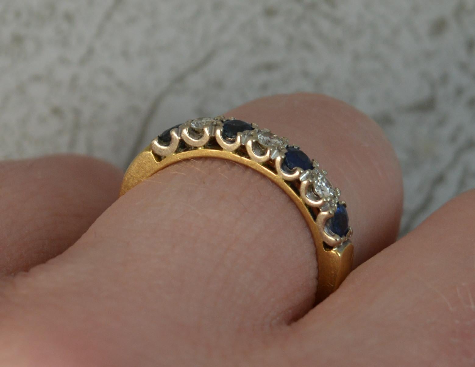 18 Carat Gold Sapphire and Diamond Stack Half Eternity Ring In Excellent Condition In St Helens, GB