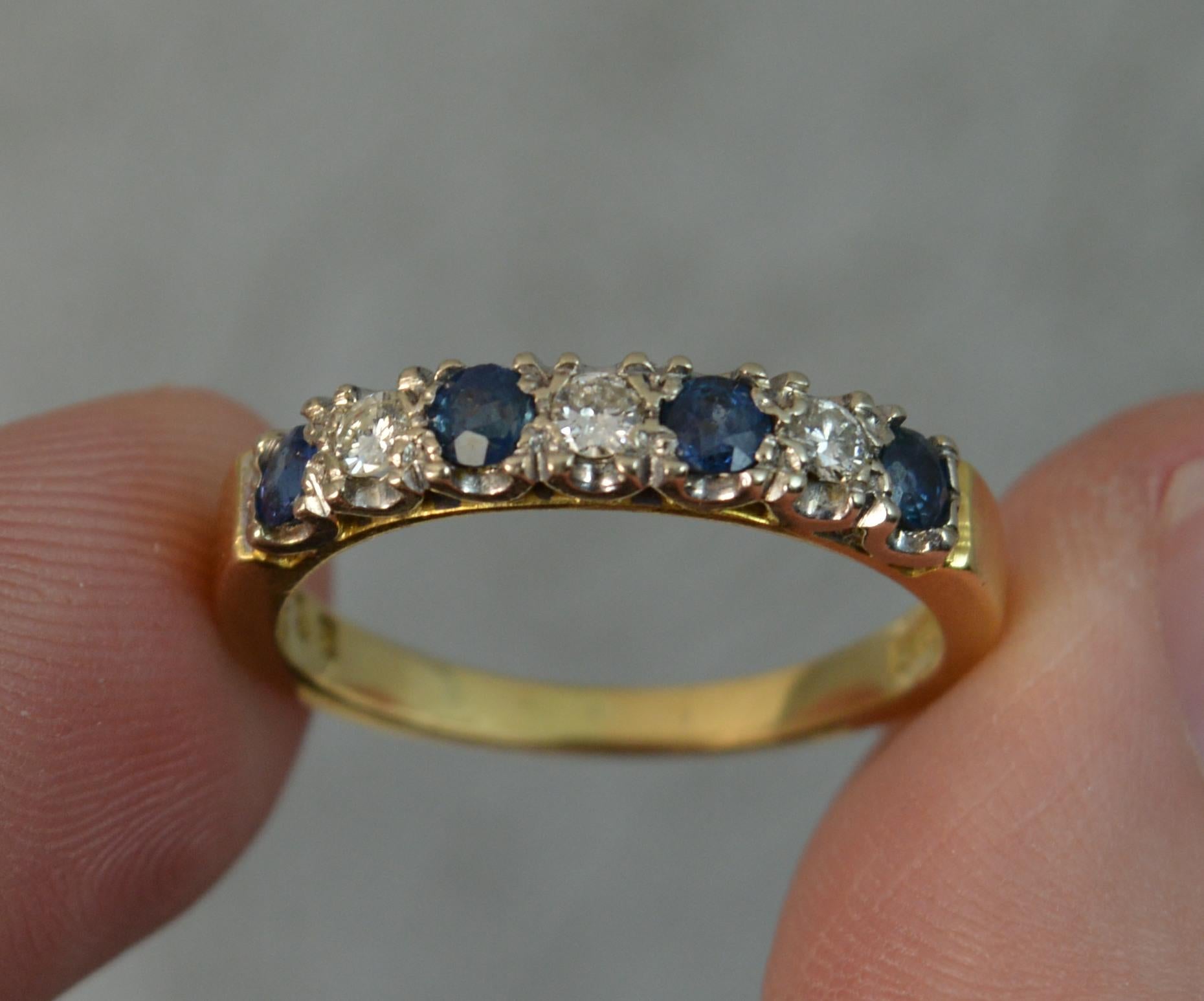 18 Carat Gold Sapphire and Diamond Stack Half Eternity Ring 1