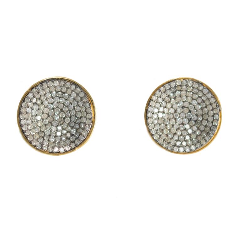 Women's 18 Carat Gold and Silver Diamond Earrings