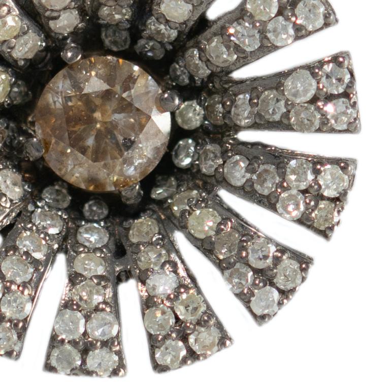 Women's 18 Carat Gold and Silver Diamond Earrings