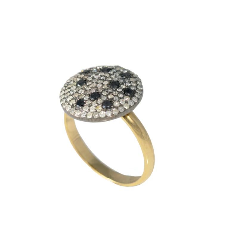 Brilliant Cut 18 Carat Gold and Silver Diamond Ring For Sale