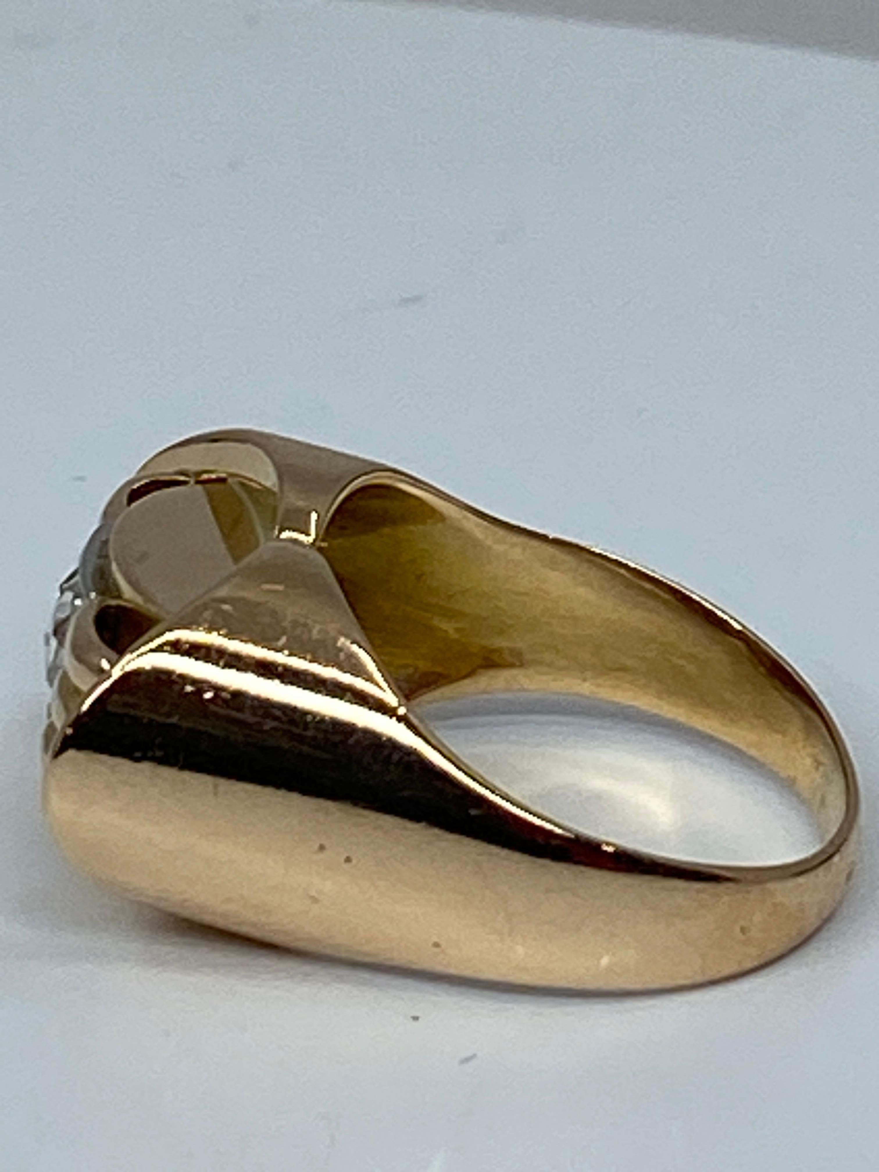 18 Carat Gold Tank Model Ring Set with a Rose Cut Diamant 7