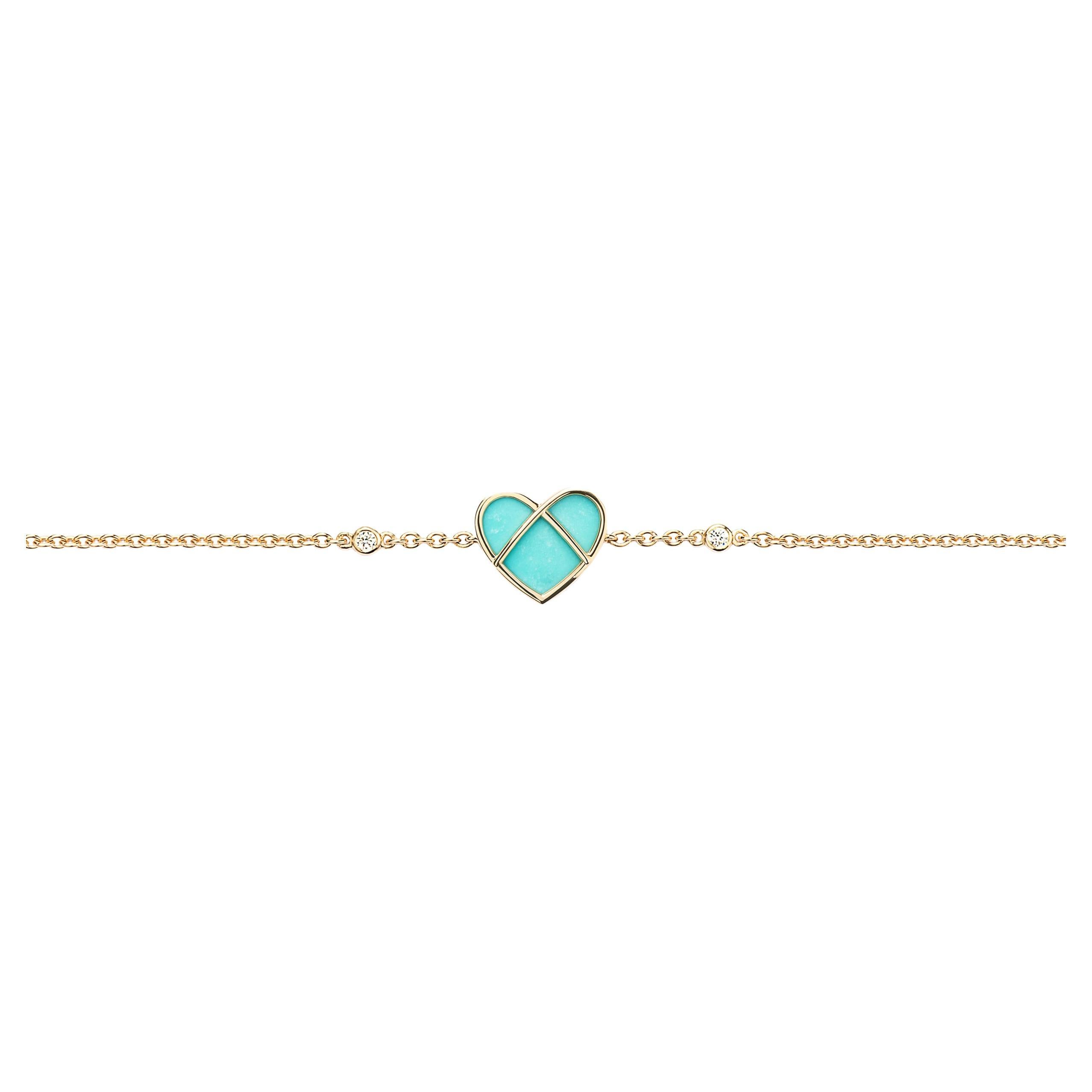 18 Carat Gold Turquoise Bracelet, Yellow Gold, L'Attrape Coeur Collection