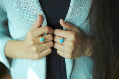 18 Carat Gold Turquoise Engagement Ring with High Quality Diamonds