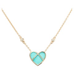 18 Carat Gold Turquoise Necklace, Yellow Gold, L'Attrape Coeur Collection