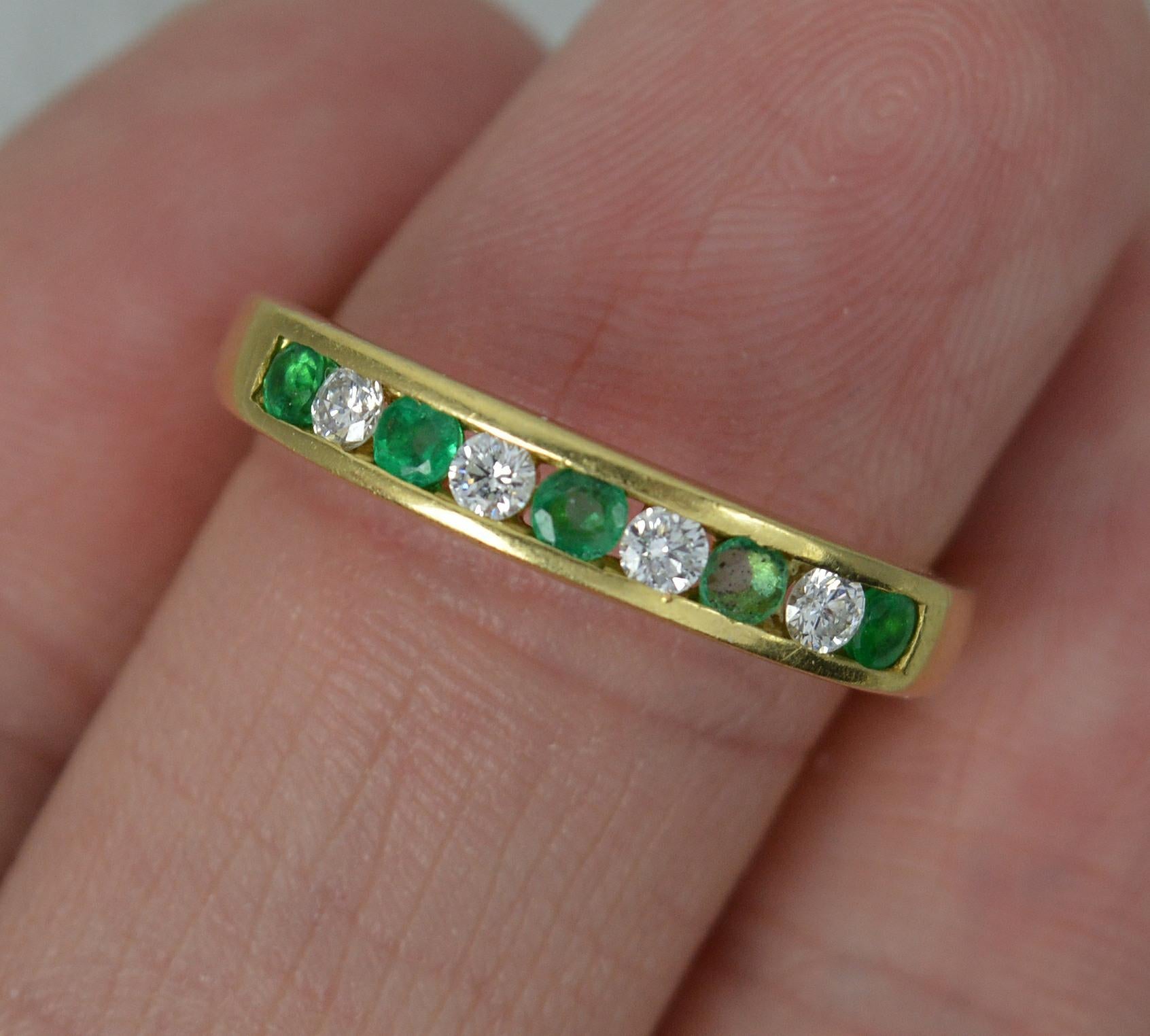 18 Carat Gold Vs Diamond Emerald Half Eternity Stack Ring 3
