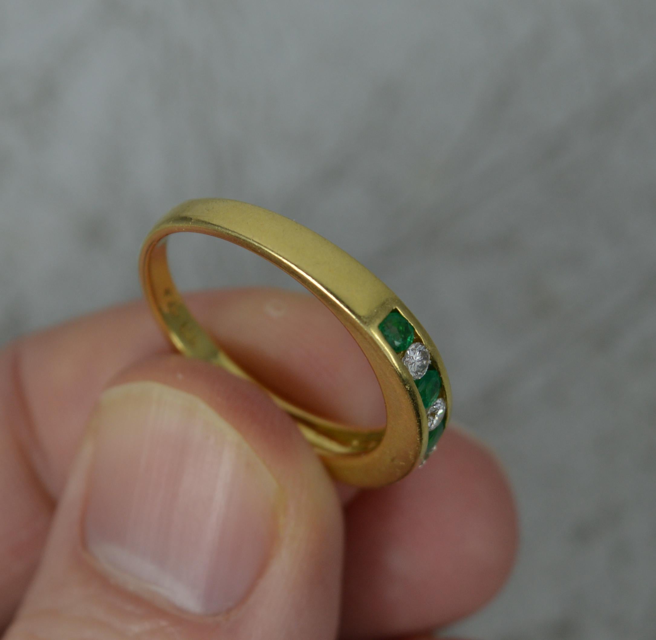 18 Carat Gold Vs Diamond Emerald Half Eternity Stack Ring 1