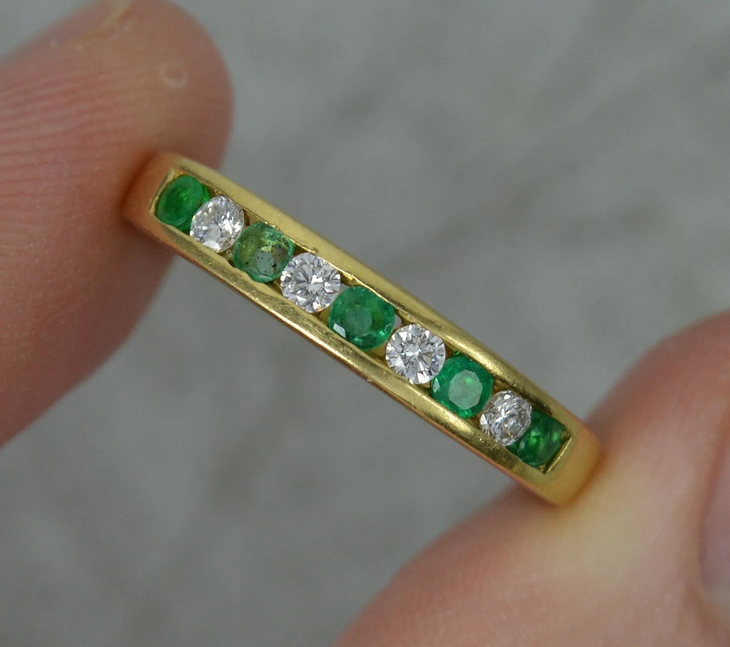 18 Carat Gold Vs Diamond Emerald Half Eternity Stack Ring 2
