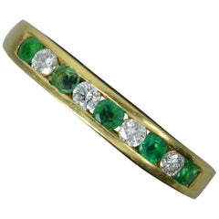 18 Carat Gold Vs Diamond Emerald Half Eternity Stack Ring