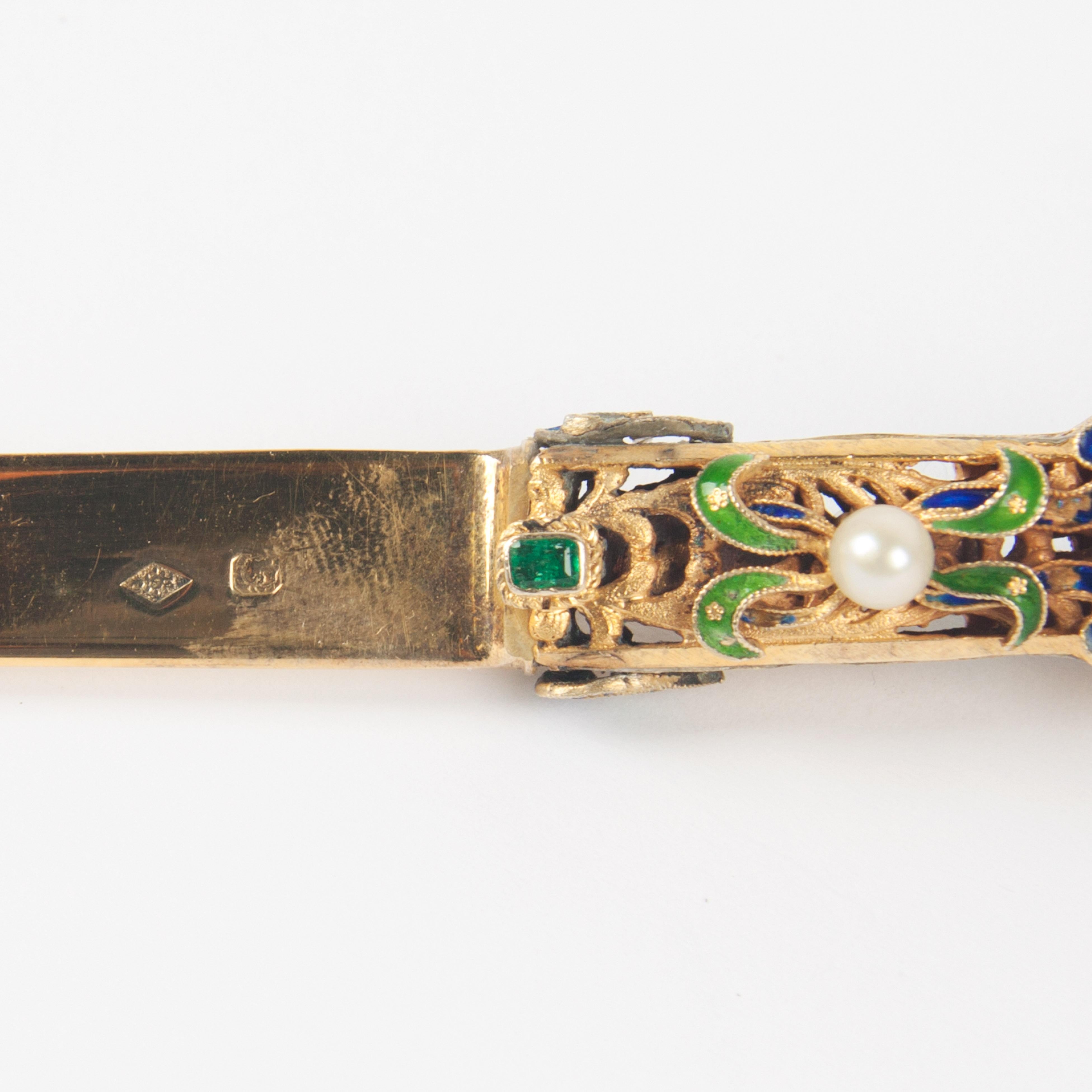 20th Century 18 Carat Golden Paper Knife with Paperclips, circa 1900 For Sale