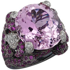18 Karat Kunzit:: Diamant und rosa Saphir Cocktail Ring