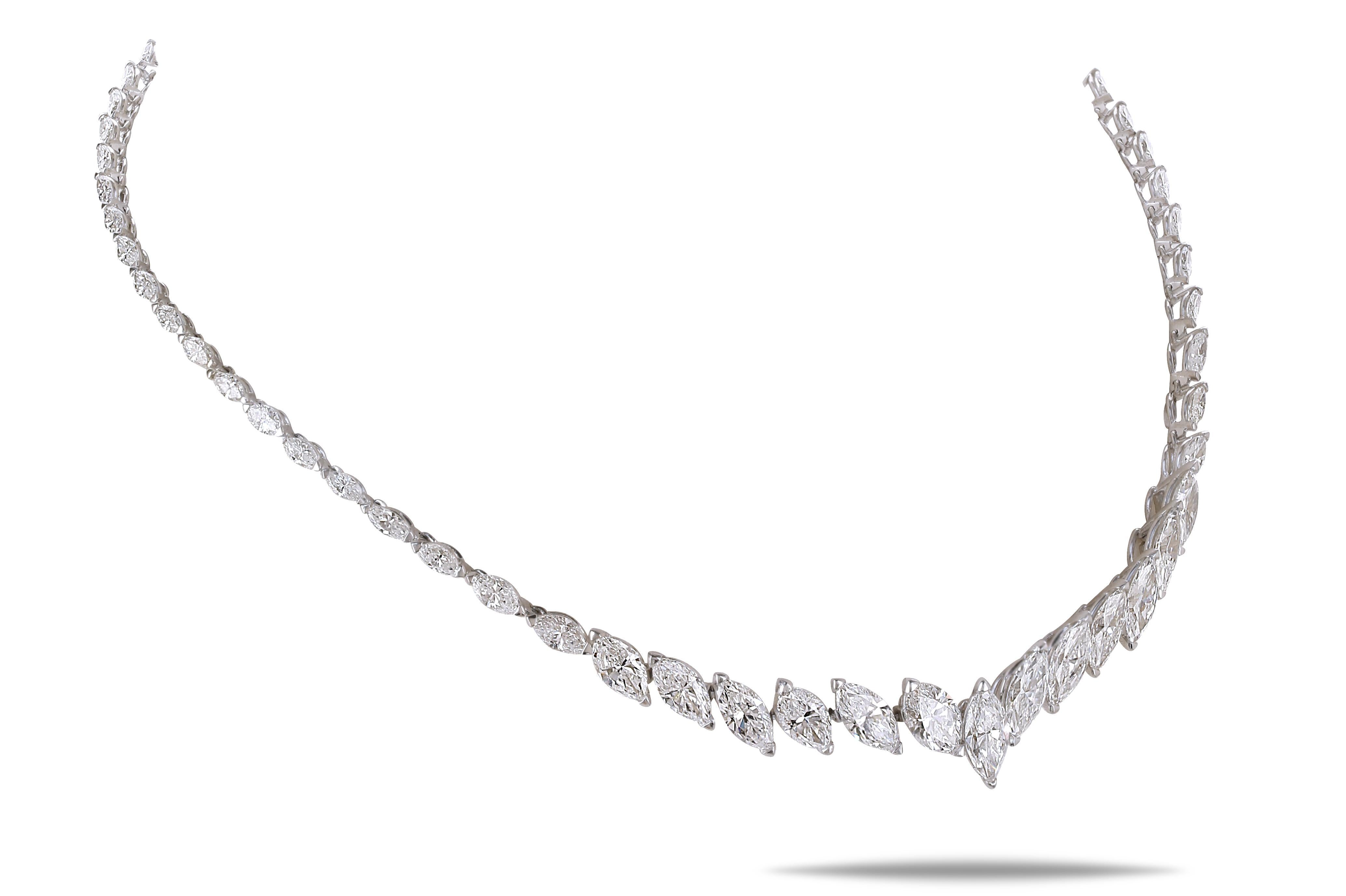 Collier Riviera en platine et diamant taille marquise brillant de 18 carats Pour femmes en vente