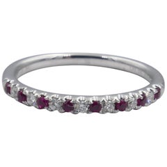 18 Carat Modern White Gold Untreated Ruby and Diamond Eternity or Dress Ring