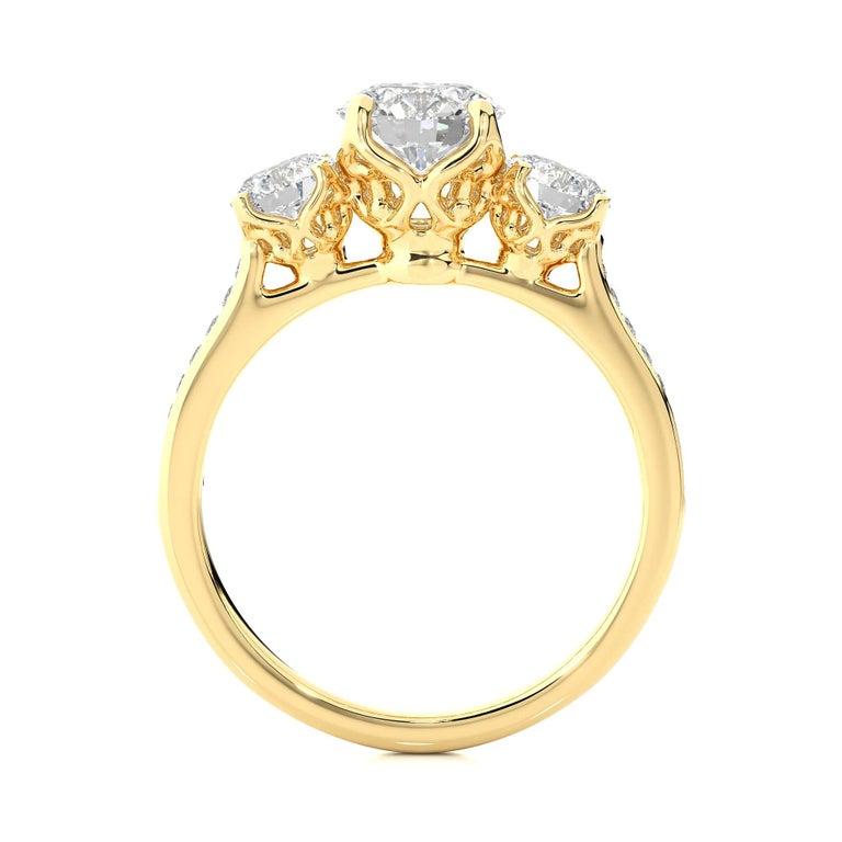 En vente :  1.8 Carat Moissanite Plaqué Or Three Stone Wedding Ring for Mom Gift in Silver 10