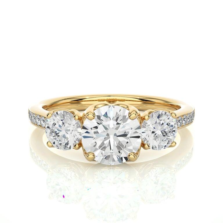 En vente :  1.8 Carat Moissanite Plaqué Or Three Stone Wedding Ring for Mom Gift in Silver 9