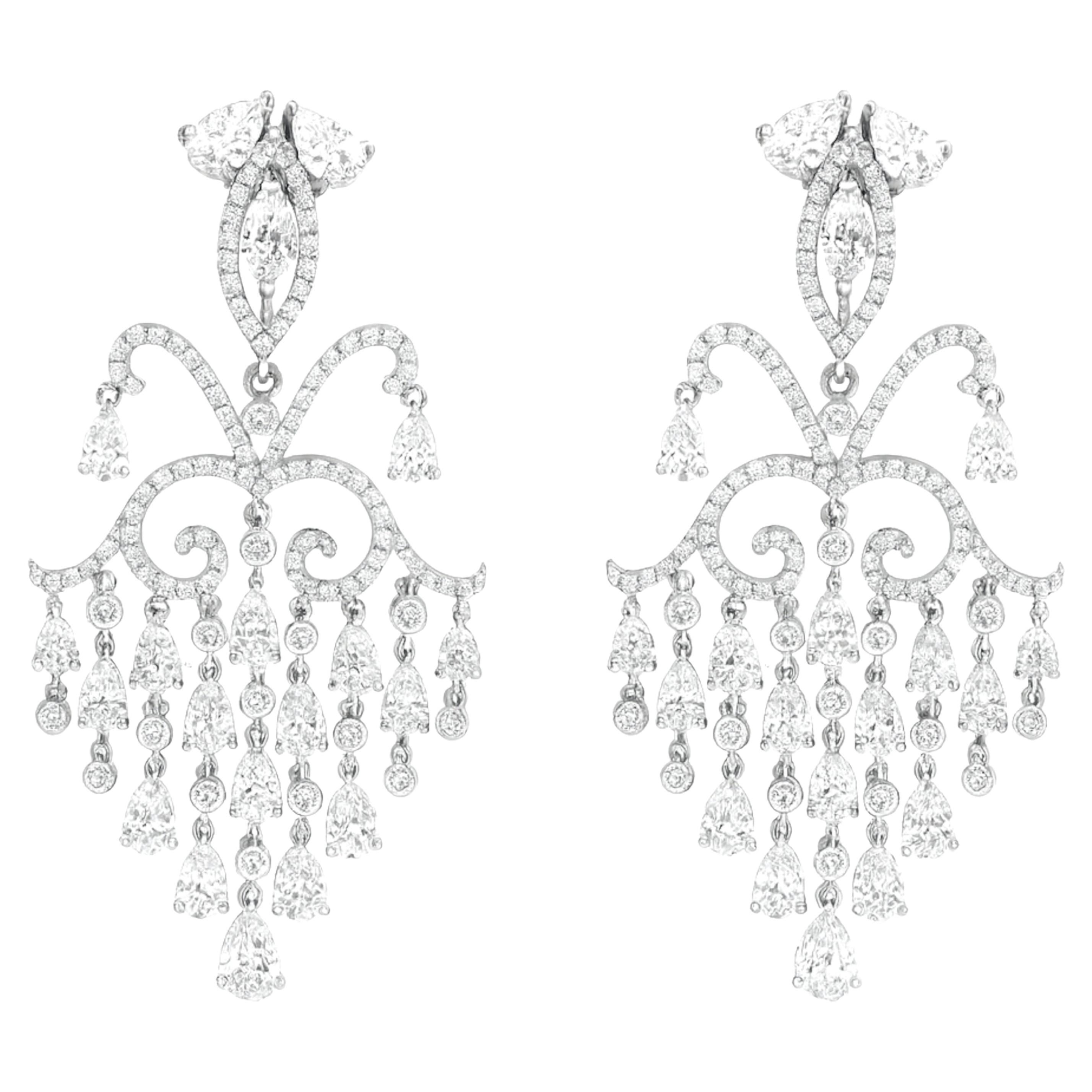 Pendientes araña de diamantes naturales de 18 quilates en oro blanco de 18 quilates, color E-F VS en venta