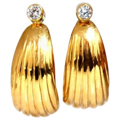 Boucles d'oreilles semi-créoles en or 14 carats avec lobe enveloppant de diamants naturels de 0,18 carat