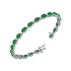 18 Karat natürlicher Smaragd & Diamant Cocktail-Tennisarmband 14 Karat Weißgold