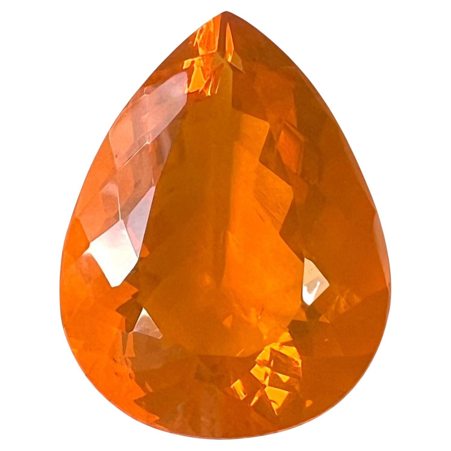 18 Carat Natural Fire Opal Pear, Fancy Opal, October Birthstone, Orange Gemstone For Sale