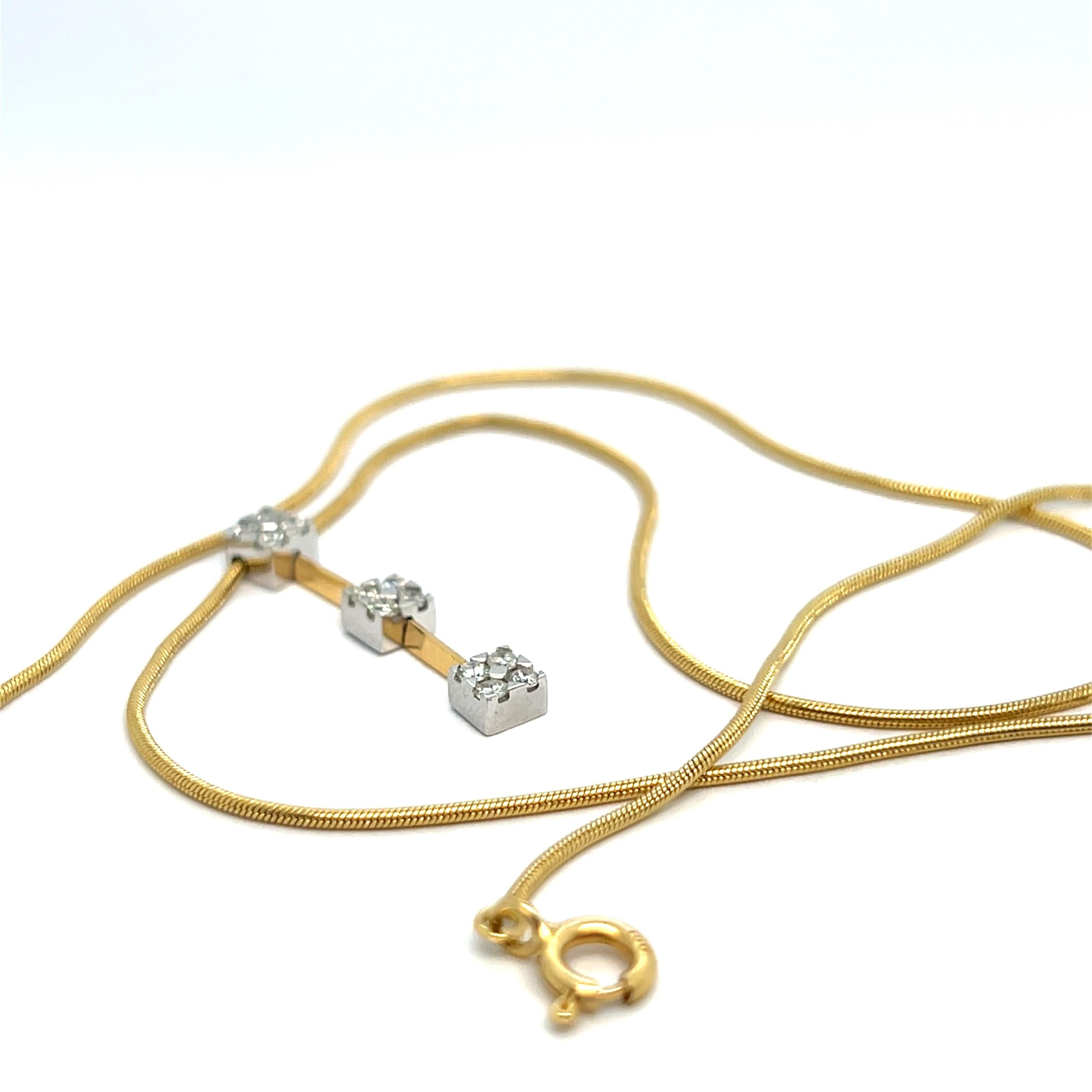 Collar de 18 quilates adornado con pavé de diamantes de 0,18 quilates Artesano en venta