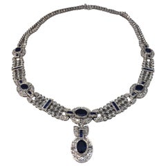 18 Carat of Sapphire and Diamonds in this Estate Necklace