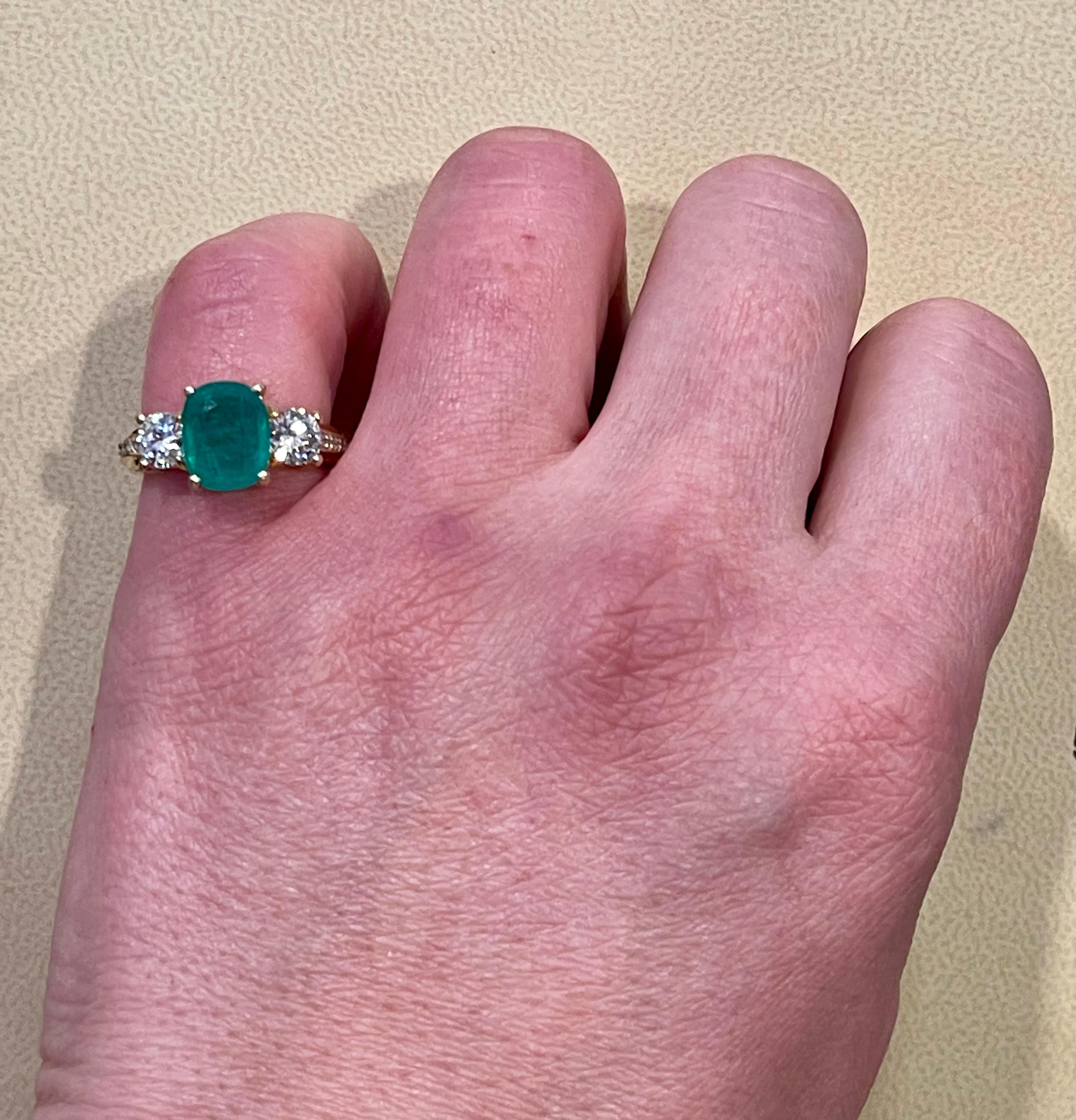 1.8 Carat Oval Cut Emerald & 0.90 Ct Diamond Ring in Platinum 3