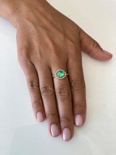 1.8 Carat Paraiba Tourmaline Cabochon and Diamonds Ring