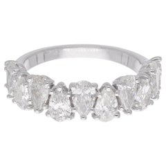 1.8 Carat Pear Shape Diamond Half Eternity Band Ring 18 Karat White Gold Jewelry