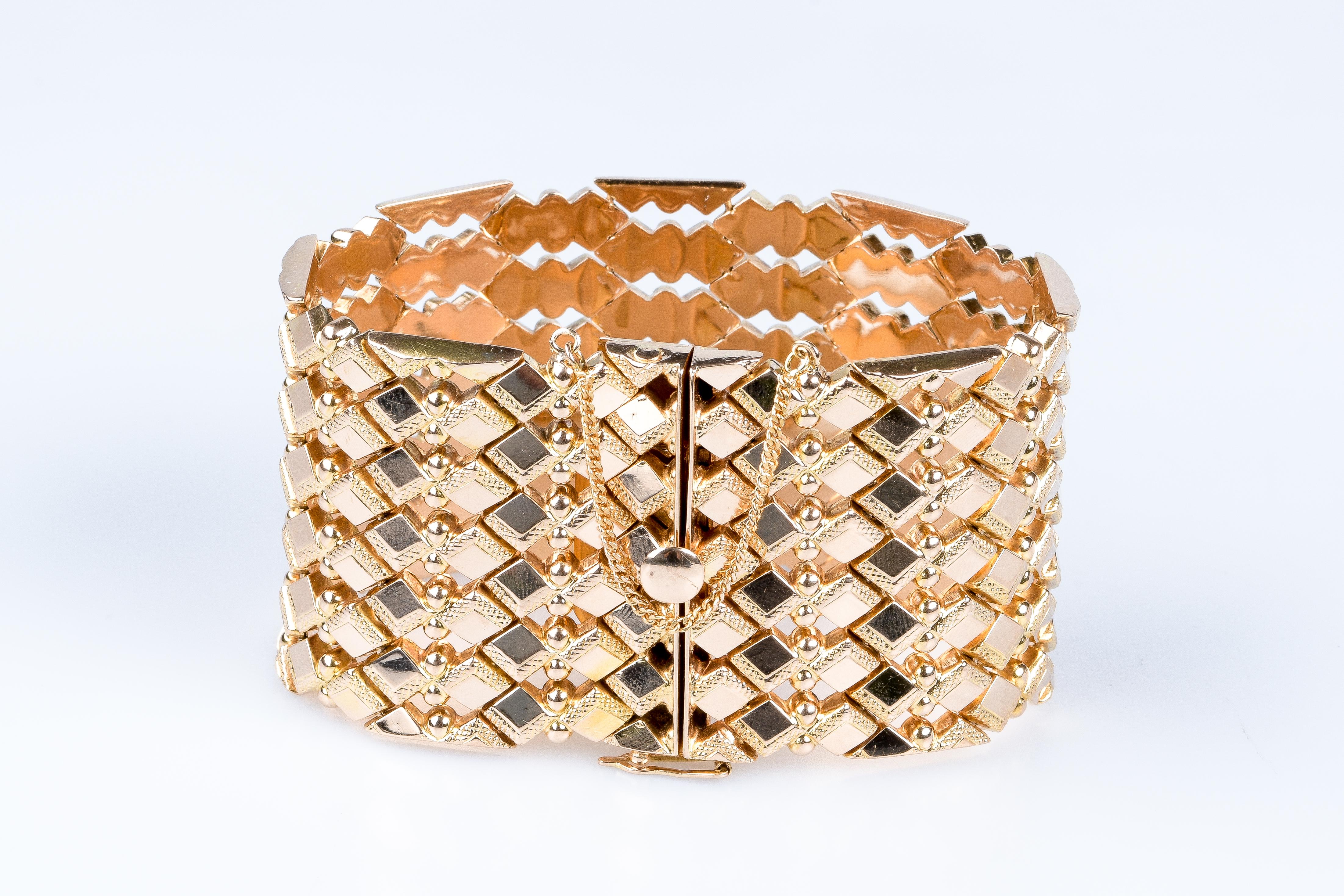 Women's or Men's 18 carat pink gold cuff bracelet