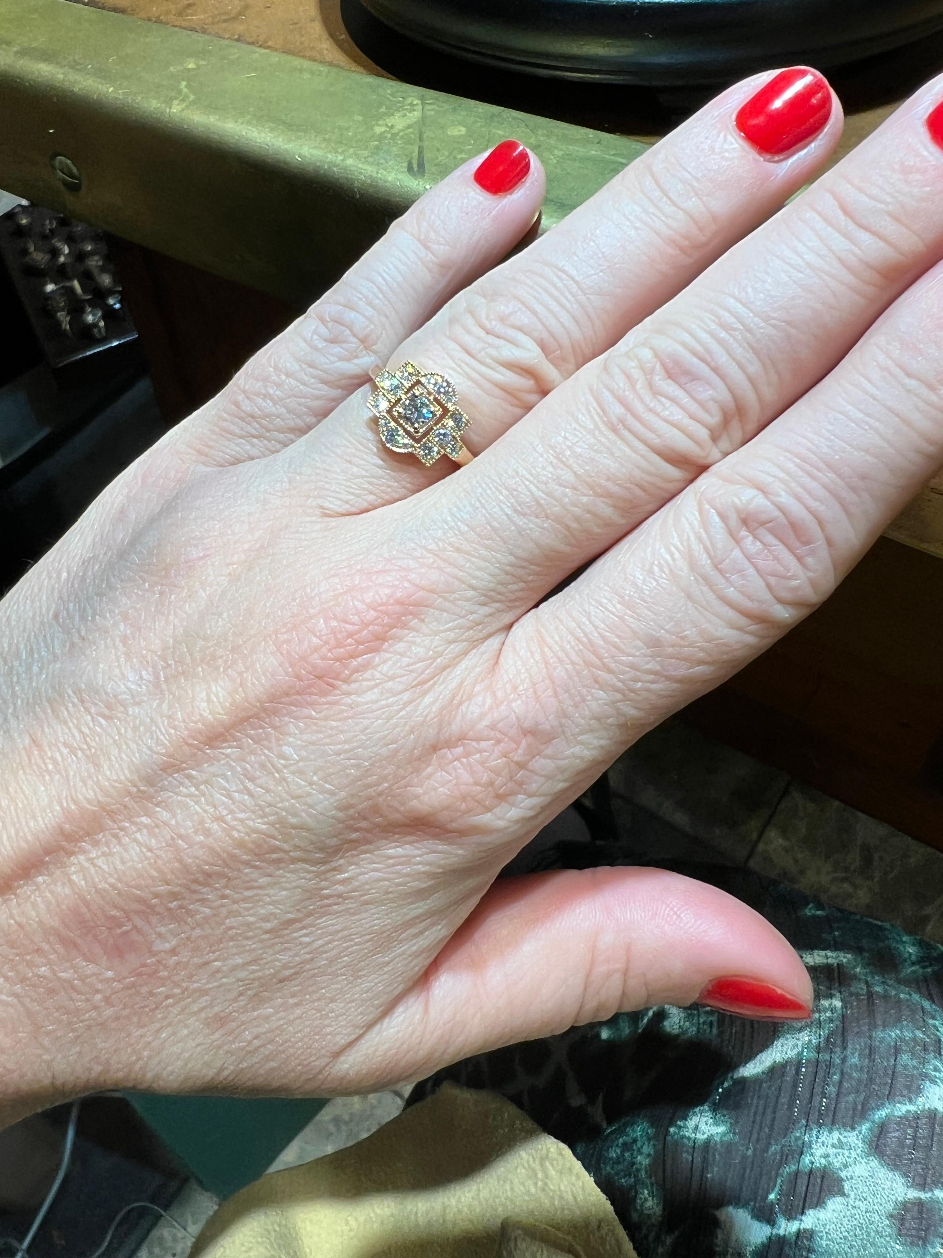 18 carat pink gold diamond pave ring For Sale 5