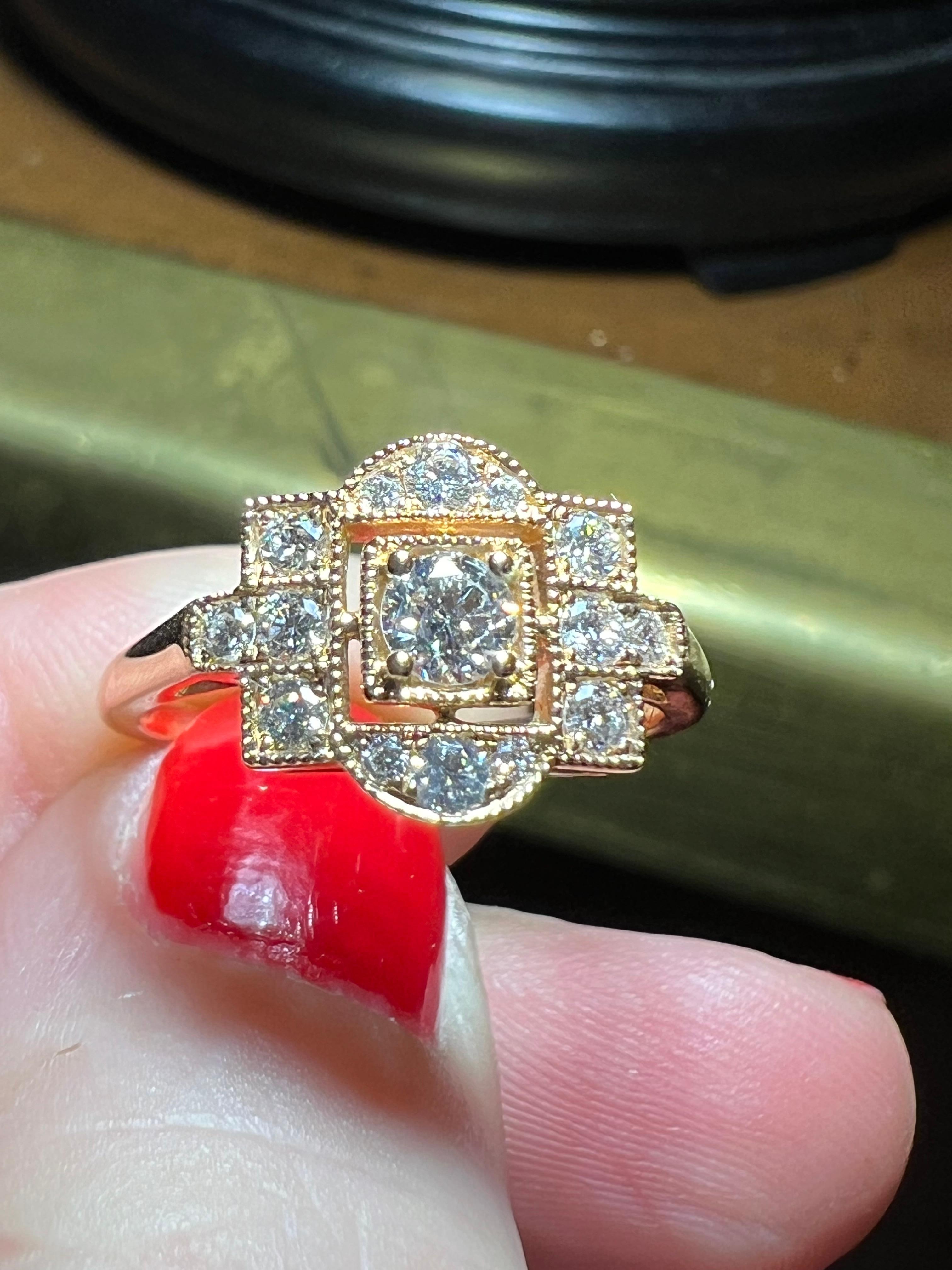 18 carat pink gold diamond pave ring For Sale 7