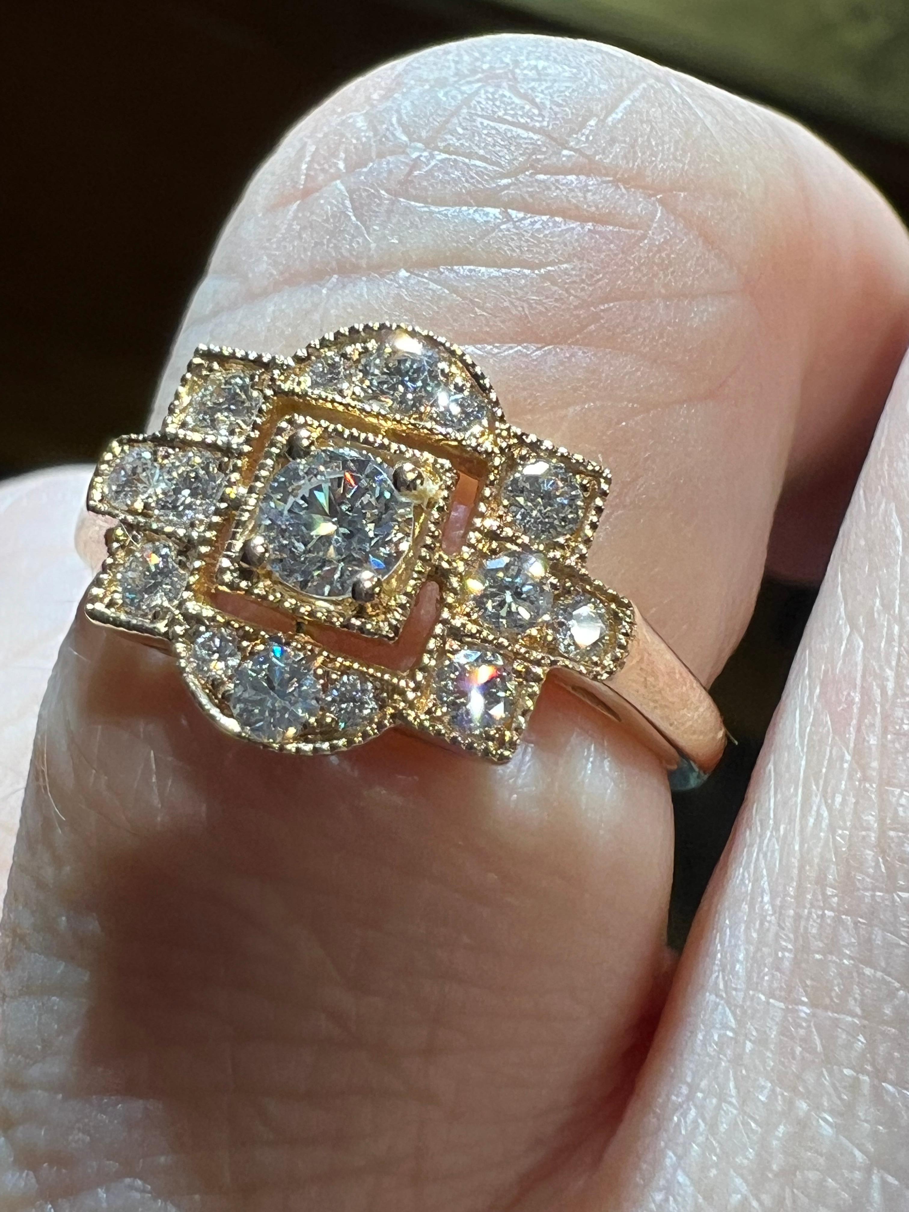 18 carat pink gold diamond pave ring For Sale 8