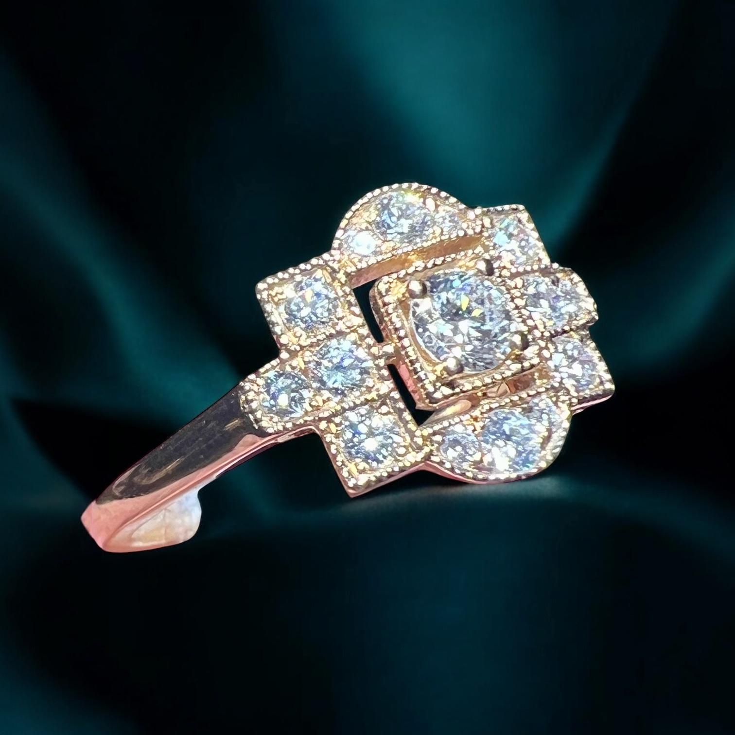 18 carat pink gold diamond pave ring For Sale 9