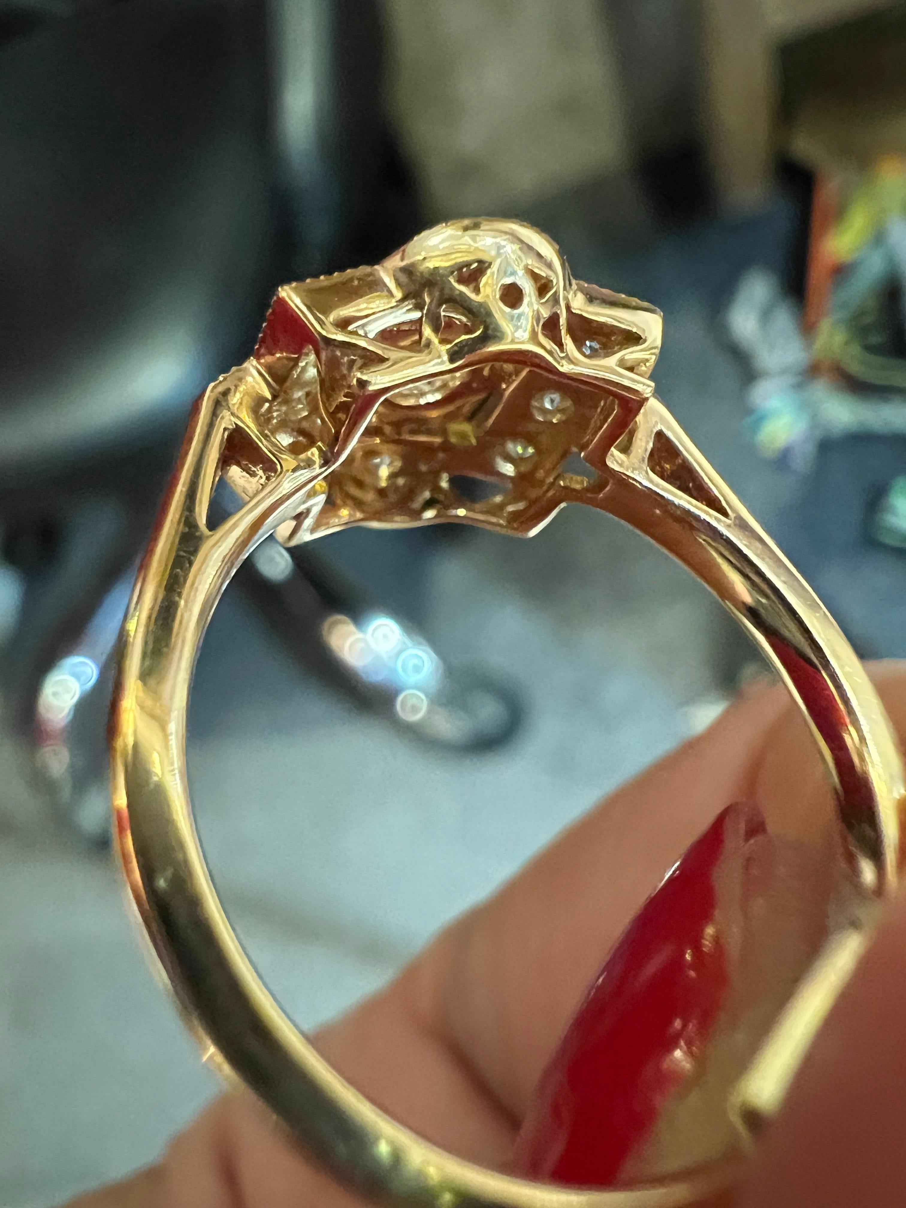 18 carat pink gold diamond pave ring In Good Condition For Sale In SAINT-OUEN-SUR-SEINE, FR