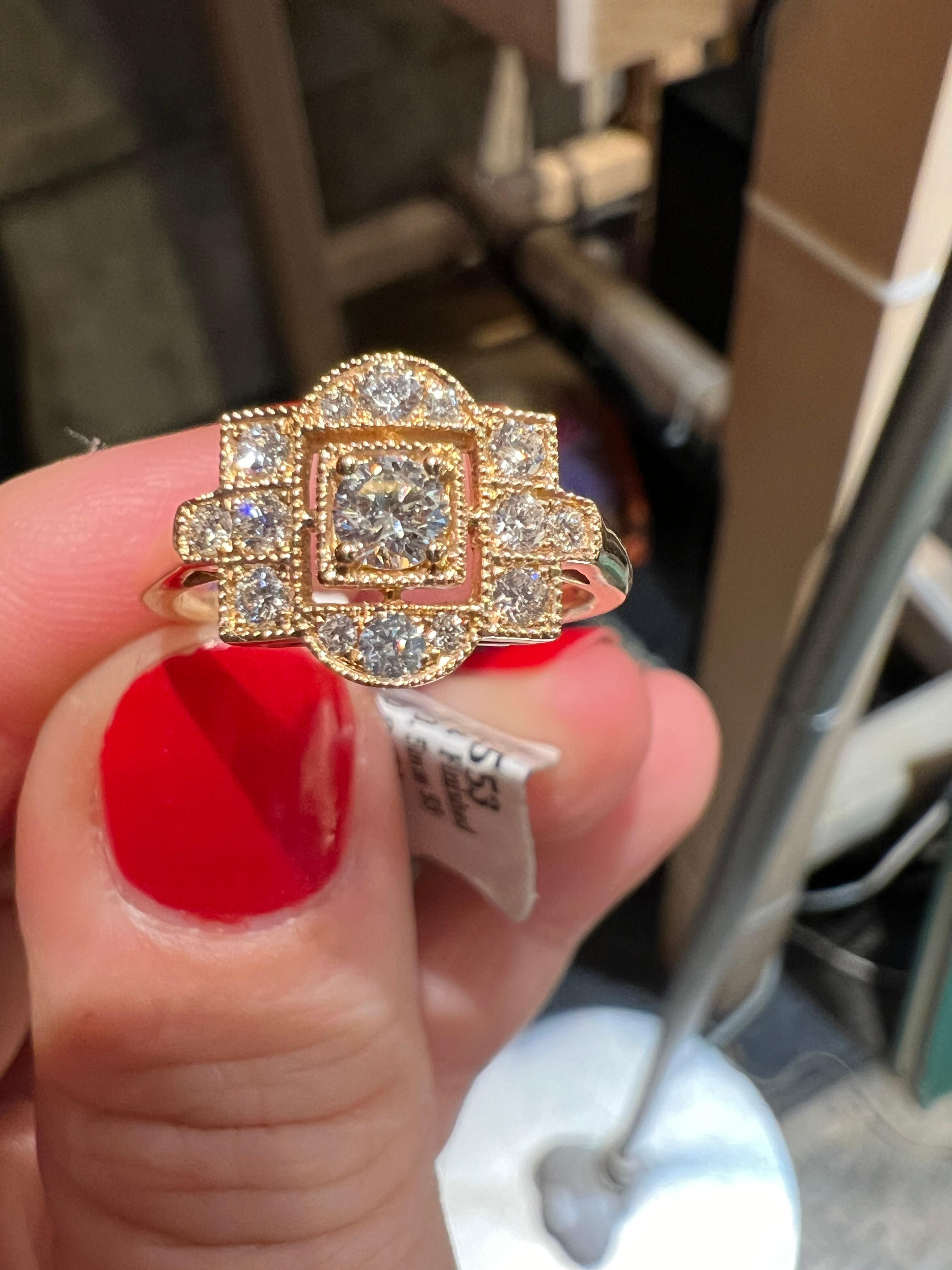 Women's 18 carat pink gold diamond pave ring For Sale