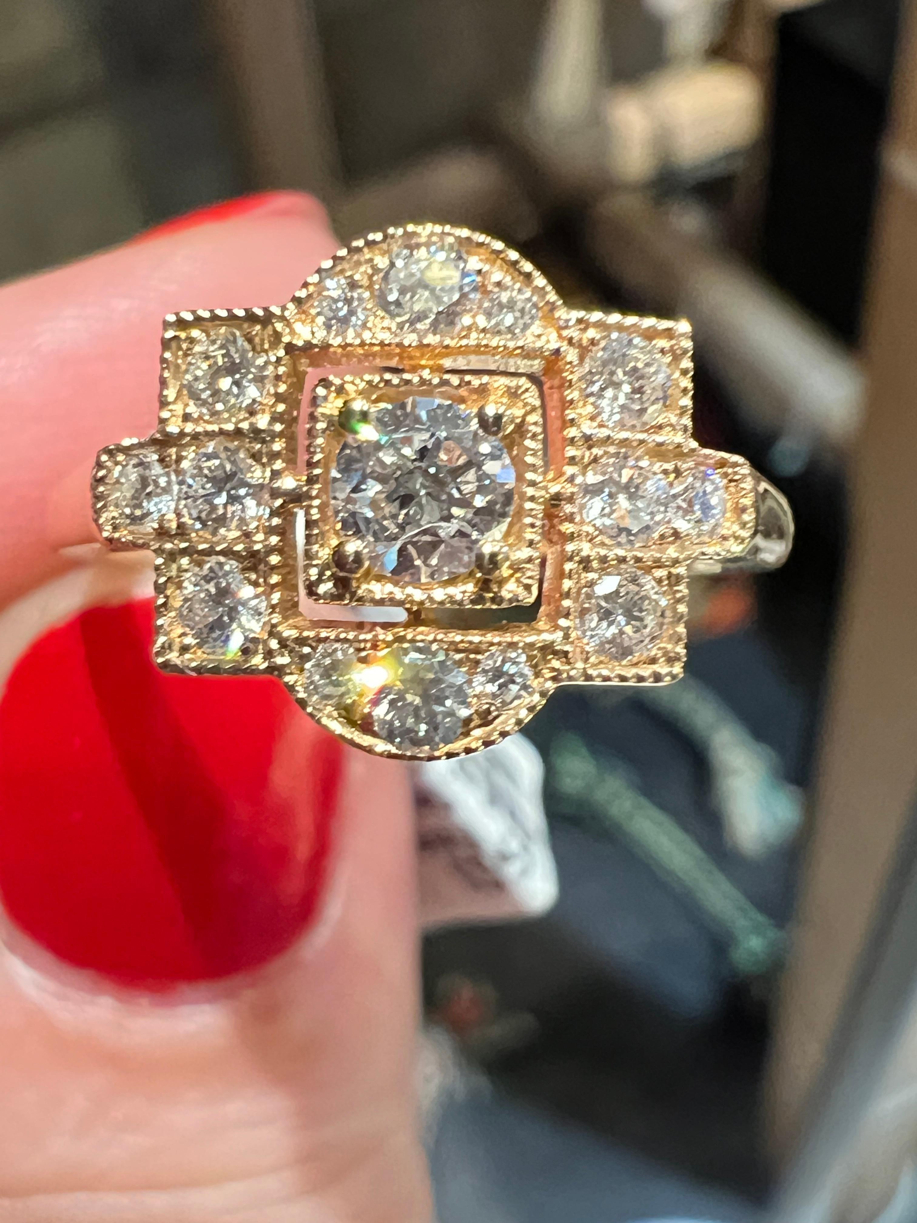 18 carat pink gold diamond pave ring For Sale 1