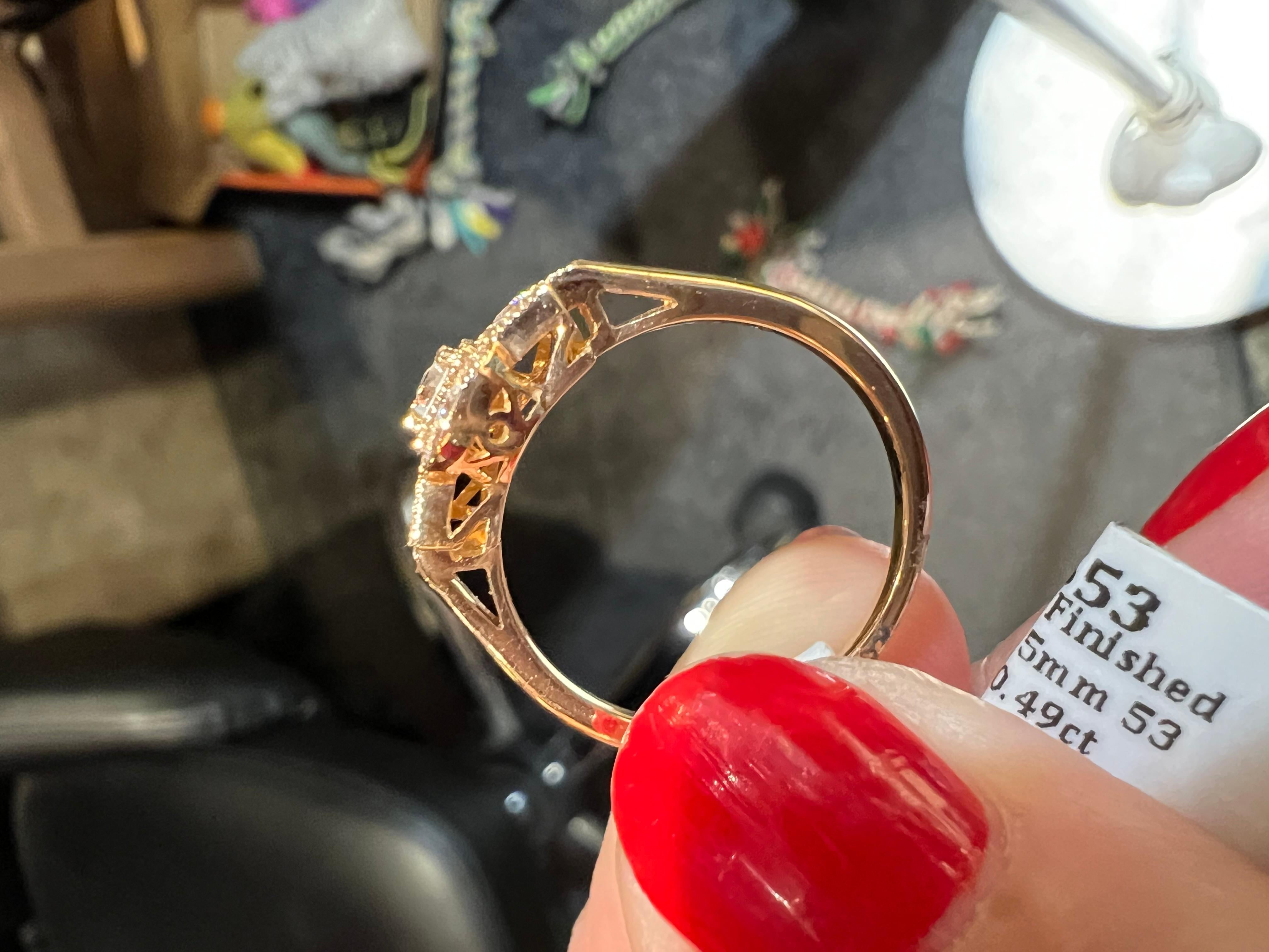 18 carat pink gold diamond pave ring For Sale 2
