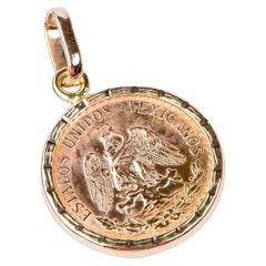 18 carat pink gold pendant coin Estados Unidos Mexicanos de 2 Pesos 1945
