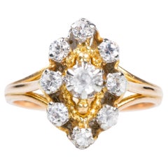 18 carat pink gold ring composed of 9 round white sapphires of 1.1 carats
