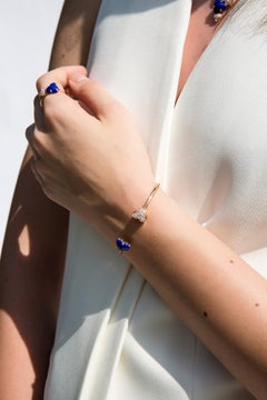 18 Carat Pink Gold Round Cut Diamonds and Lapis Lazuli Ring