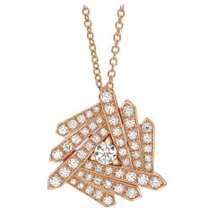 18 Carat Pink Gold Round Cut Diamonds Pendant Necklace