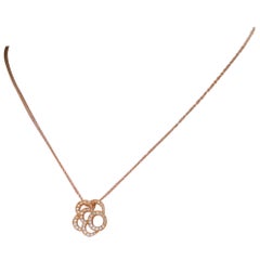 18 Carat Pink Gold Round Cut Diamonds Pendant Necklace